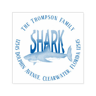 Tampon Auto-encreur Minimaliste Moderne Océan Requin Simple Mignon