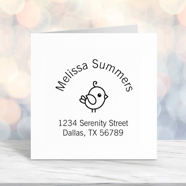 Tampon Auto-encreur Minuscule Cartoon Bird Arch Adresse (Créateur téléchargé)