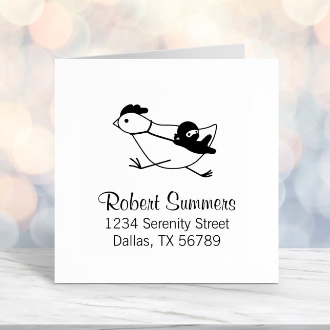 Tampon Auto-encreur Minuscule Ninja Grande adresse de poulet (Créateur téléchargé)