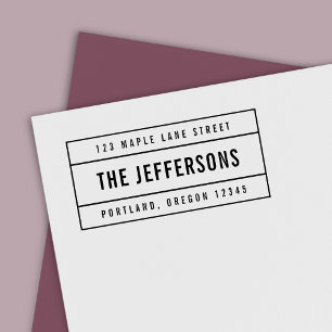 Tampon Auto-encreur Modern Bordé Bold Nom de famille Adresse de retour