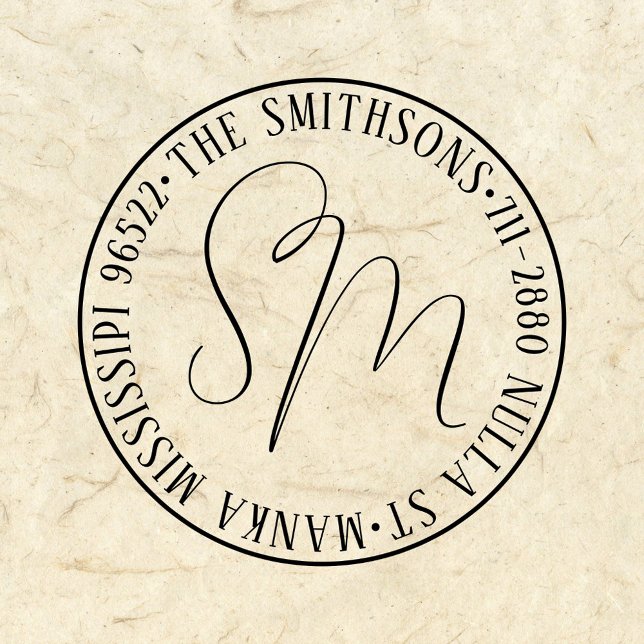 Tampon Auto-encreur Modern Classic Nom de famille Retour Circulaire d' (Créateur téléchargé)