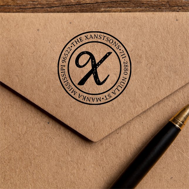 Tampon Auto-encreur Modern Classic Nom de famille Retour Circulaire d' (Créateur téléchargé)