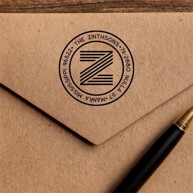 Tampon Auto-encreur Modern Classic Nom de famille Retour Circulaire d' (Créateur téléchargé)