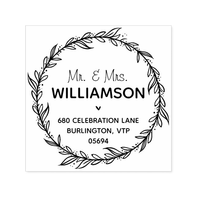 Tampon Auto-encreur Modern Country Adresse de retour Folift Wreath (Design)