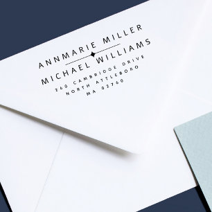 Tampon Auto-encreur Modern Couple Two Surnames Adresse de retour