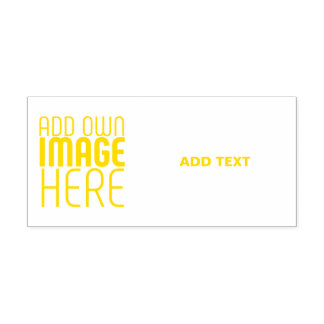 TAMPON AUTO-ENCREUR  MODERN EDITABLE WHITE IMAGE TEXT TEMPLATE YELLOW
