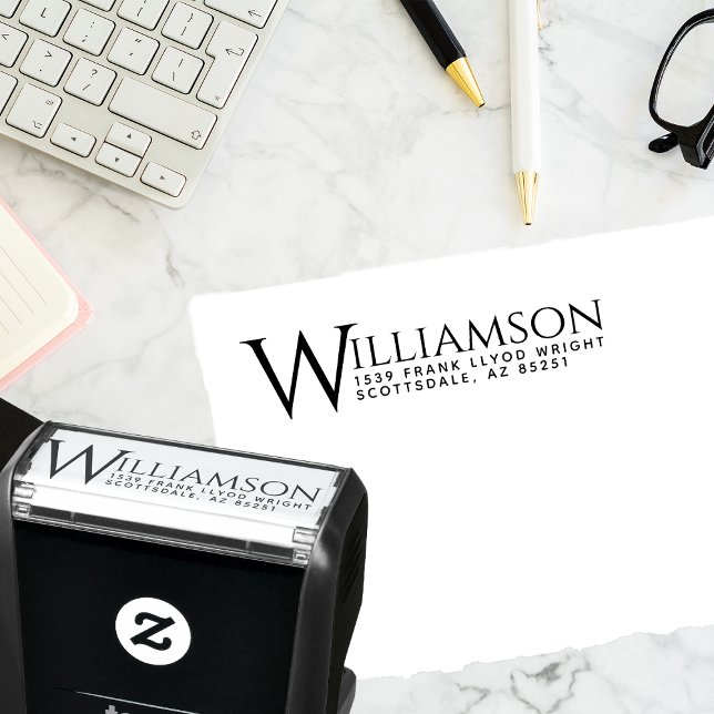 Tampon Auto-encreur Modern Elegant Nom Mariage Adresse de retour (Créateur téléchargé)