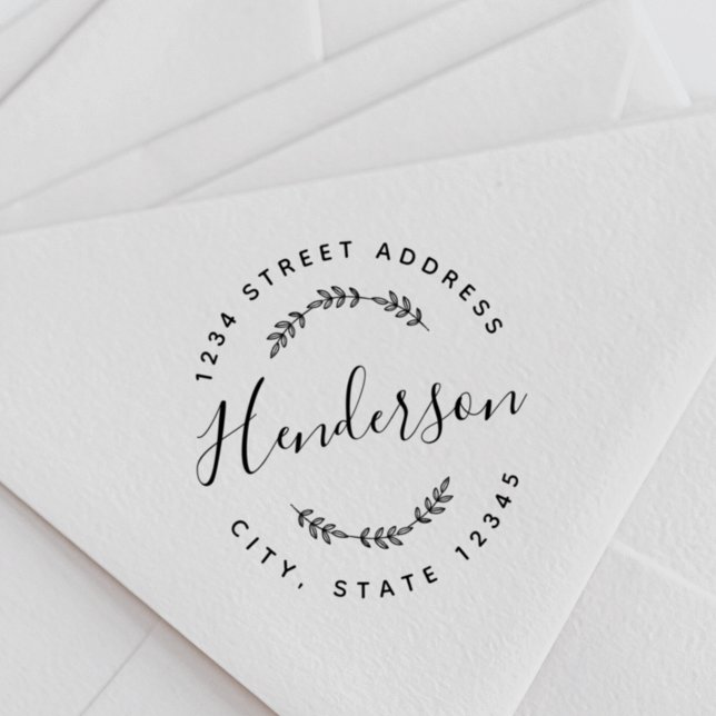 Tampon Auto-encreur Modern Foliing Mariage Round Return Adresse (Créateur téléchargé)