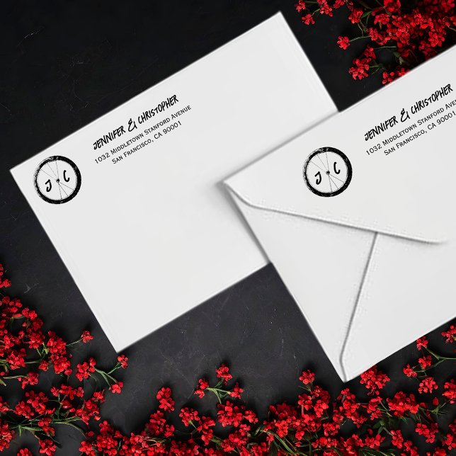 Tampon Auto-encreur Modern Motorcycle Biker Mariage Adresse de retour (Créateur téléchargé)