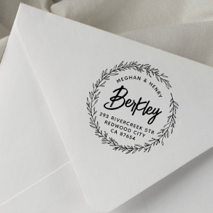Tampon Auto-encreur Modern Rustic Wedding Names Return Address