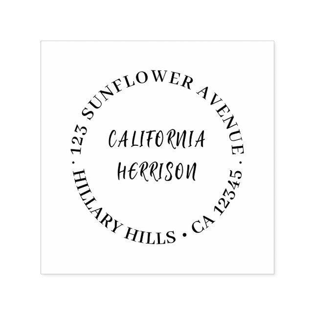 Tampon Auto-encreur Modern Script | Minimal Round Return Address (Design)