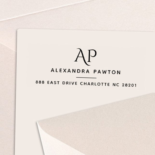 Tampon Auto-encreur Modern Simple Monogramme Adresse de retour (Créateur téléchargé)