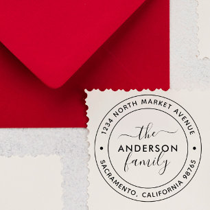 Tampon Auto-encreur Modern Simple Round Script Family Return Adresse