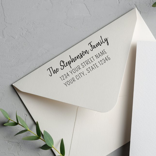 Tampon Auto-encreur Modern Style Nom de famille Adresse de retour (Créateur téléchargé)