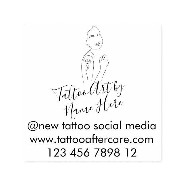 Tampon Auto-encreur Modern Tattoo ART script typography sign (Design)