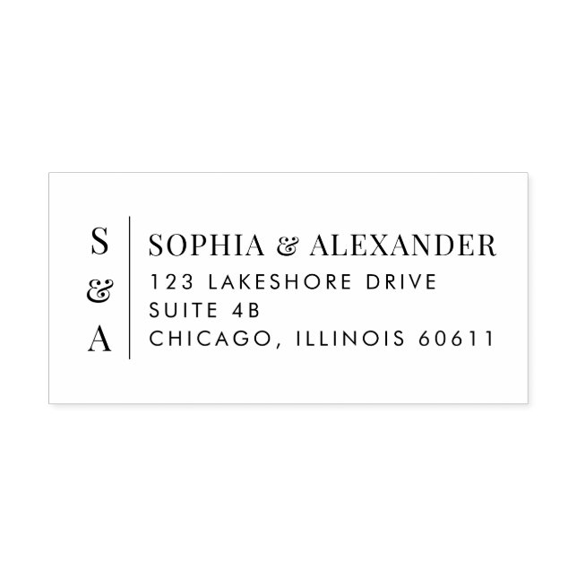 Tampon Auto-encreur Modern Vertical Monogram & Minimalist (Design)