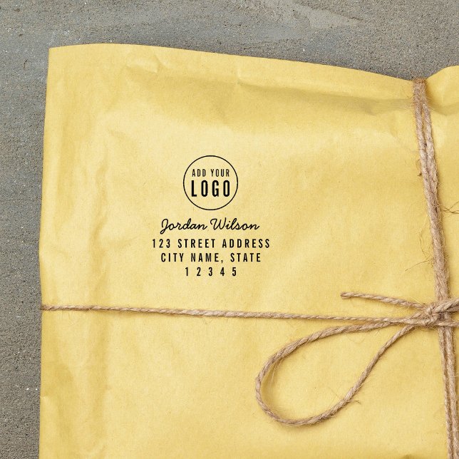 Tampon Auto-encreur Moderne Ajouter votre logo Script et votre adresse (Créateur téléchargé)