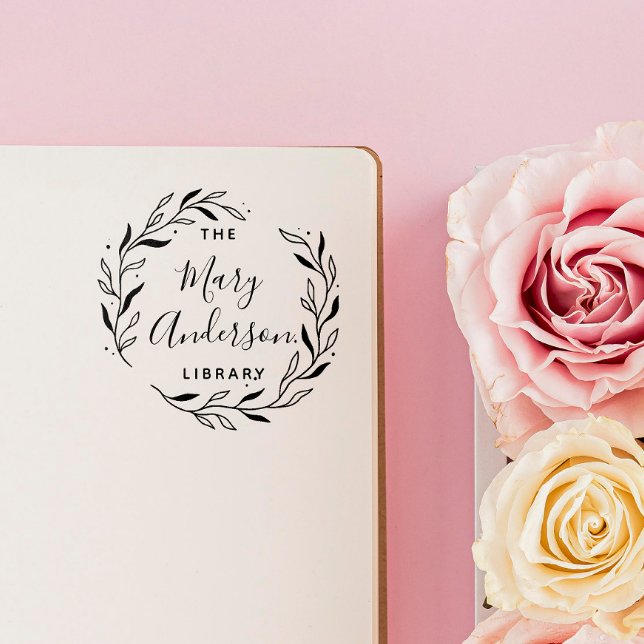 Tampon Auto-encreur Moderne Feuilles Simple De La Bibliothèque De (Créateur téléchargé)