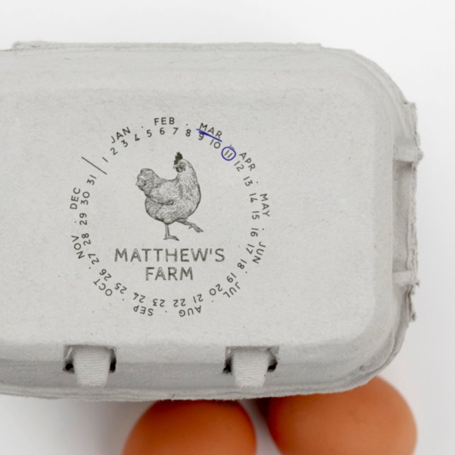Tampon Auto-encreur Mois & Date Œuf de poule rustique (Rubber Stamp Mock-up)