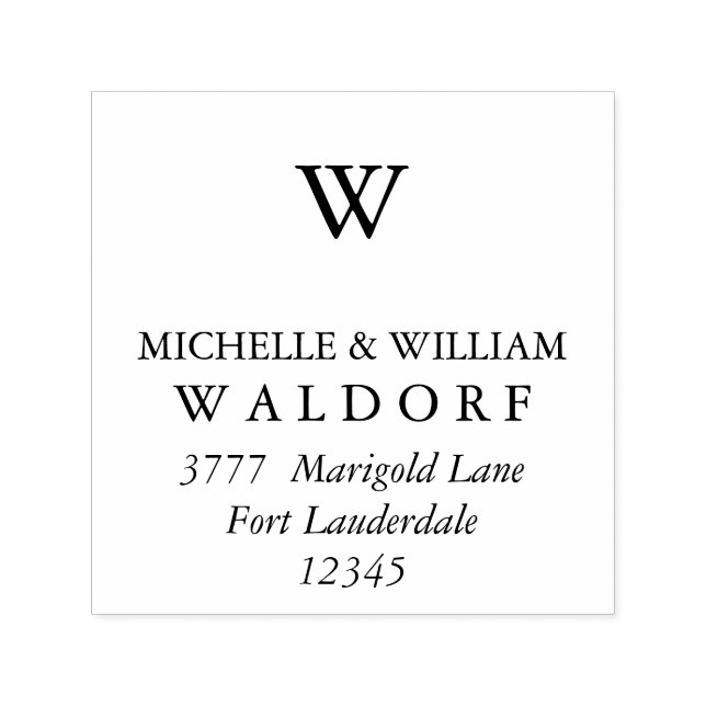 Tampon Auto-encreur Monogram Berry Laurel Branches Adresse de retour (Design)