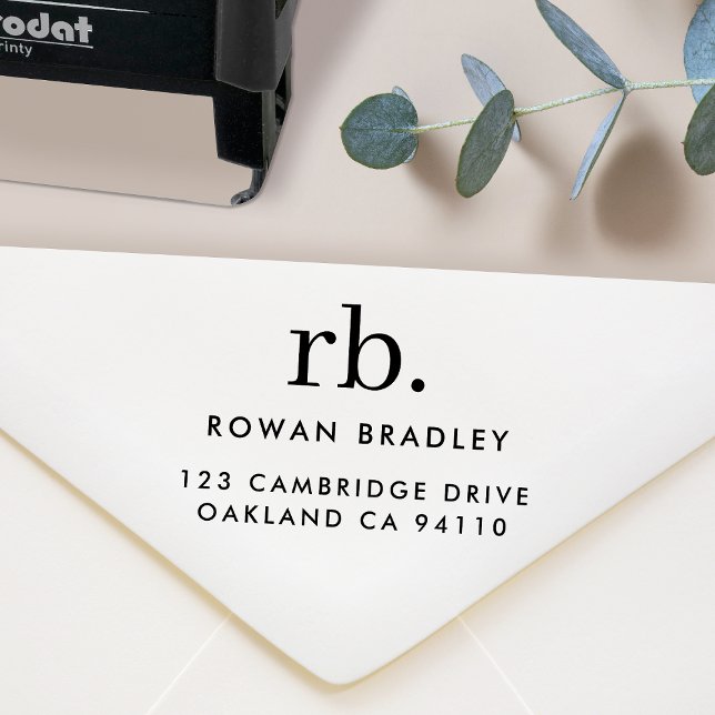 Tampon Auto-encreur Monogram Classic Élégant Minimal Adresse de retour (Créateur téléchargé)