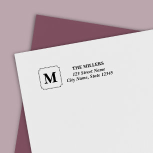 Tampon Auto-encreur Monogram Modern Classic Nom de famille Adresse