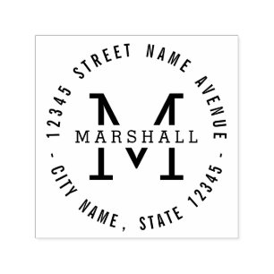 Tampon Auto-encreur Monogramme circulaire Timbre en caoutchouc personn