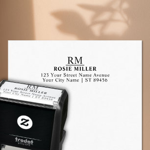 Tampon Auto-encreur Monogramme classique Adresse de retour simple