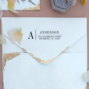 Tampon Auto-encreur Monogramme classique Fuchsia Adresse de retour i