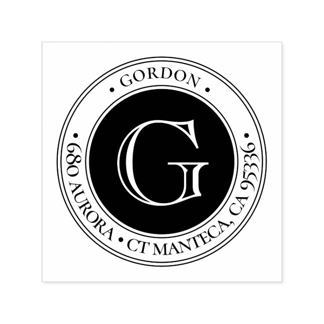 Tampon Auto-encreur Monogramme classique | Retour Adresse caoutchouc S (Design)