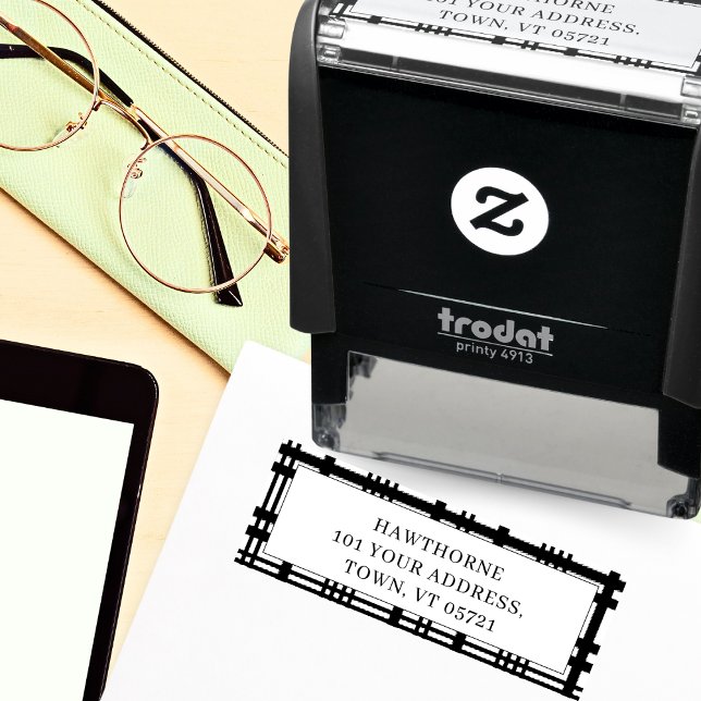 Tampon Auto-encreur Monogramme classique Simple Nom de l'adresse de re (Créateur téléchargé)