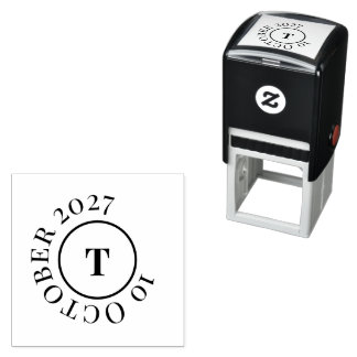 Tampon Auto-encreur Monogramme de couple moderne personnalisable 