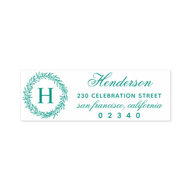 Tampon Auto-encreur Monogramme de couronne botanique Nom et adresse de (Design)