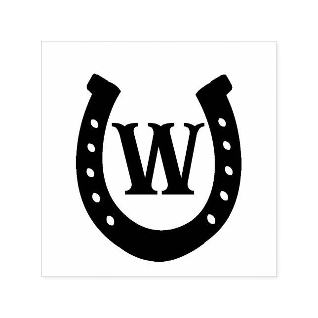 Tampon Auto-encreur Monogramme de fer à cheval occidental rustique (Design)