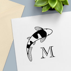 Tampon Auto-encreur Monogramme de poisson koi initial
