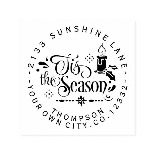 Tampon Auto-encreur Monogramme de typographie moderne "Tis the Season" (Design)