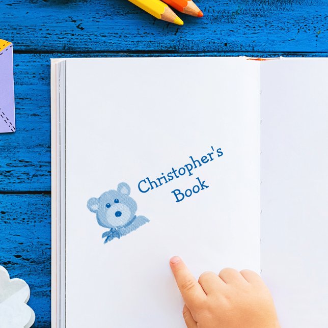 Tampon Auto-encreur Monogramme Enfants Ours Plaque en caoutchouc Timbr (Créateur téléchargé)