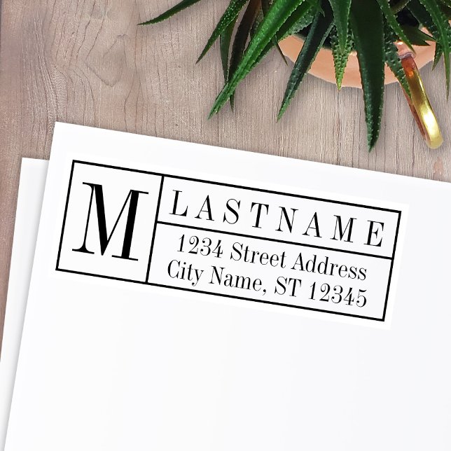 Tampon Auto-encreur Monogramme familial traditionnel et adresse de ret (Créateur téléchargé)