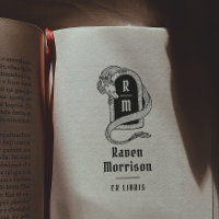 Monogramme gothique Dragon mystique Ex Libris Livr