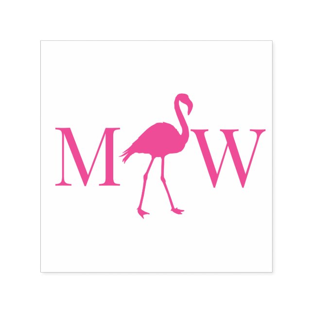 Tampon Auto-encreur Monogramme Initial de Mariage de Couple Flamingo 2 (Design)