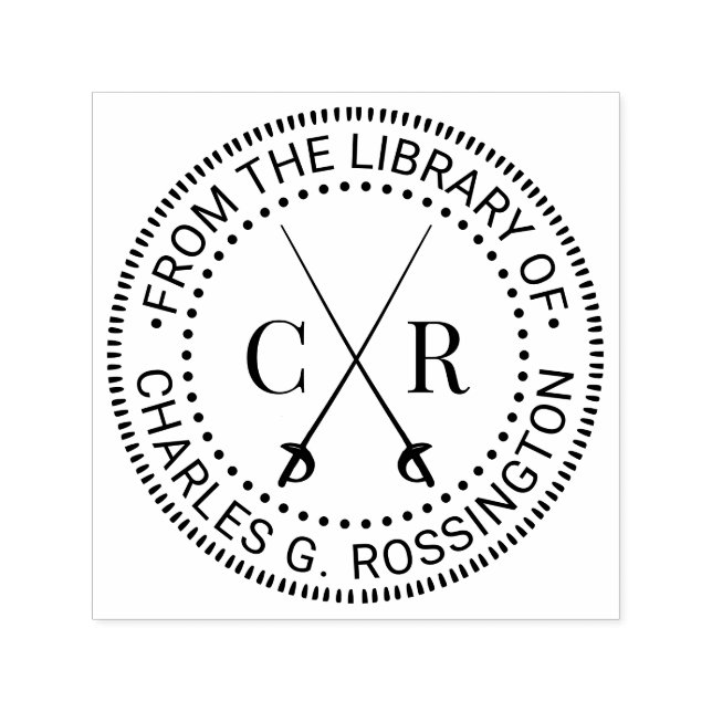 Tampon Auto-encreur Monogramme Initial Épées Croisées Nom du livre de  (Design)