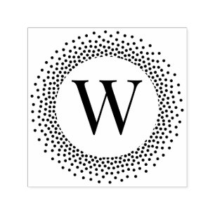 Tampon Auto-encreur Monogramme Initial Simple Rond Cadre de Points #2