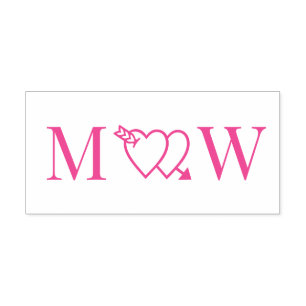 Tampon Auto-encreur Monogramme Initiale Couple 2 Cœurs Doubles Travers