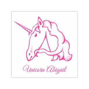 Tampon Auto-encreur Monogramme Magique Cute Un Unicorne Personnalisé A