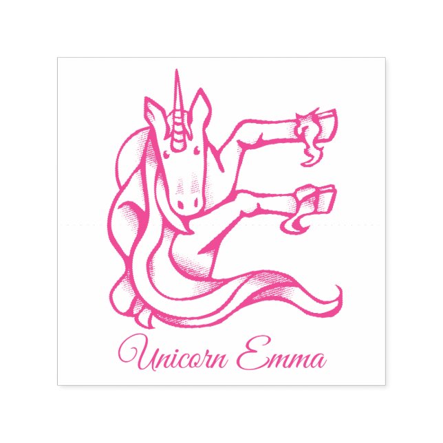 Tampon Auto-encreur Monogramme magique E Unicorn Emma ou votre texte (Design)