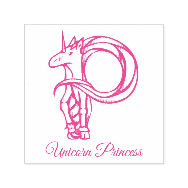 Tampon Auto-encreur Monogramme Magique P Unicorne Personnalisée Prince (Design)