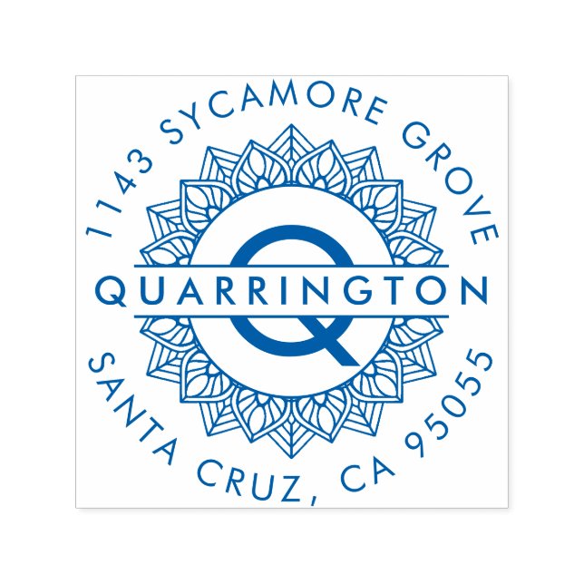 Tampon Auto-encreur Monogramme Mandala moderne | Adresse de retour de  (Design)