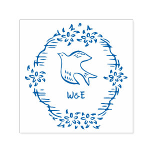 Tampon Auto-encreur Monogramme Mariage de la colombe vintage