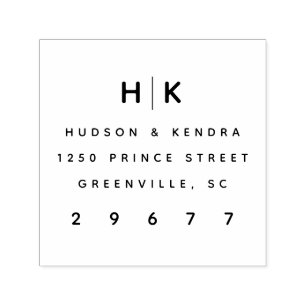 Tampon Auto-encreur Monogramme Mariage moderne Couples Adresse de reto