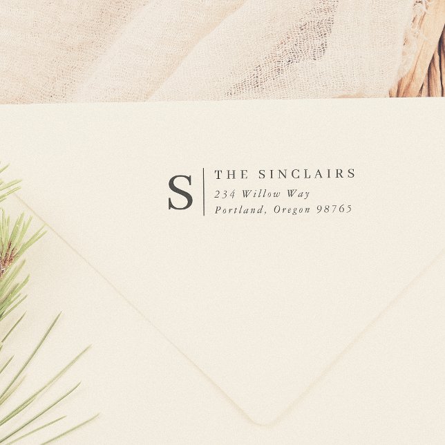 Tampon Auto-encreur Monogramme minimal Elegant Family Return Adresse (Créateur téléchargé)